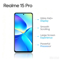 Téléphone mobile Realme 15 Pro 5G Octa Core LTE 12 Go + 256 Go Écran 120 Hz Appareil photo 50 MP OIS Charge rapide 67 W Batterie 5000 mAh