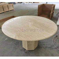 Meuble de décoration en pierre naturelle, marbre, travertin, table de table, colonne basse, piédestal, table ronde moderne, 180cm, travertin, table à manger