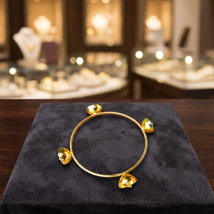 Women and Girls Trendy Fashion Bracelets Pretty Gold Plated Brass Sterling Silver <b>Bell</b> Design Bangle Classic Engagement Jewelry - Product Image 2