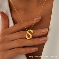 Pendentif lettre bulle gonflée brillante, style européen et américain, tendance, plaqué or 18 carats, best-seller transfrontalier