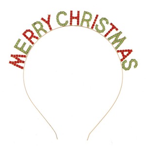 Serre-tête en métal avec lettres Joyeux Noël, décoration festive pour les fêtes, accessoire personnalisé pour fête de Noël pour adultes - Product Image 1