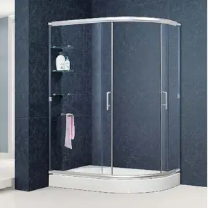 批发高品质铝合金框架现代淋浴房滑动浴室弧形角淋浴房