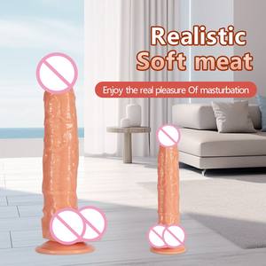G-spot donna ricurvo Dildo giocattoli sessuali con suzione carne TPR realista Dildo carne TPR masturbatore Dildo - Product Image 3