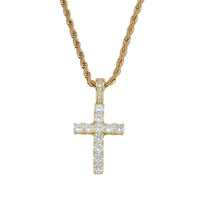 Collier chaîne en alliage avec pendentif croix plaqué or et zircon incrusté 4MM, style Hip Hop, pour hommes et femmes, cadeau, nouvelle arrivée