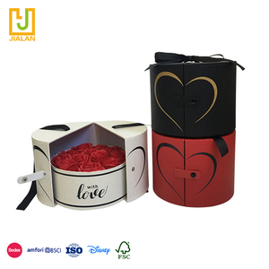 Scatola di fiori di carta d'amore a forma di <span class=keywords><strong>cuore</strong></span> con apertura a doppia porta di lusso di fascia alta per la decorazione di imballaggi per confezioni di fiori di gioielli regalo - Product Image 1
