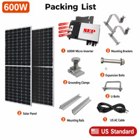 Kit Système Solaire de Balcon 600W MPPT avec Micro-onduleur Connecté au Réseau, 2x450W Panneaux PV Monocristallins, Installation Plug and Play, Centrale Électrique Domestique TUV VDE