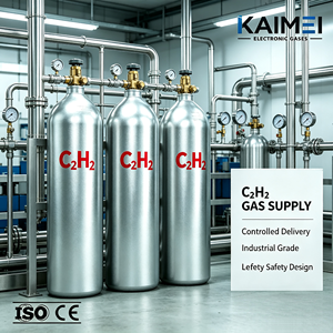 Cilindro de Gas Industrial de Etileno al 99.9% de Pureza, Precio de Fábrica KAIMEI, 40L/50L, <span class=keywords><strong>para</strong></span> Soldadura MIG/TIG, Corte, Estándar ISO9809, 150 bar, CGA350 - Product Image 3