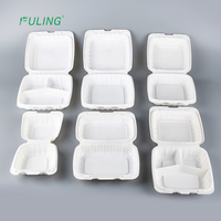 Contenants alimentaires jetables à clapet, emballages alimentaires en forme de coquille, grands contenants à sandwich moulés en 3 sections, écologiques