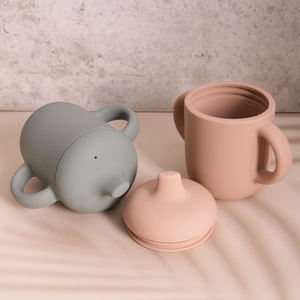 Karikatür çocuk tasarımı ile özel 2-in-1 silikon eğitim fincanı Sippy pipetli bardak kapak kolu bebek besleme içme malzemeleri - Product Image 6