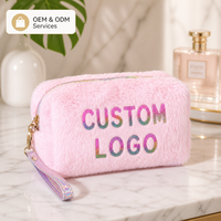 Pochette Cosmétique en Peluche Personnalisée, Sac de Maquillage Coréen Mignon, Trousse de Toilette Portable, Sac à Main Doux pour Femmes et Filles