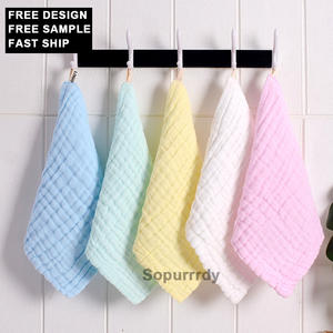 Logo personalizzato a sei strati di cotone morbido tessuto di cotone asciugamano <span class=keywords><strong>Saliva</strong></span> cura del viso lavare la bocca di garza ad alta densità asciugamano per neonati - Product Image 1