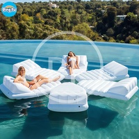 Chaise longue flottante hyaline, équipement d'amusement aquatique gonflable, bar flottant gonflable pour porche ou piscine, design à bascule