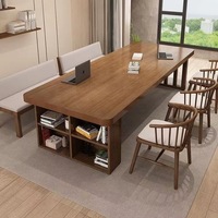 Bureau en bois de teck avec rangement, bureau d'écriture en bois massif, table de bureau moderne minimaliste, fabrication indonésienne