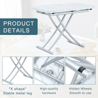 Table à manger rectangulaire moderne multifonctionnelle en bois, réglable en hauteur et extensible, idéale pour la salle à manger – Direct Usine