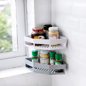 Bathroom Storage Rack Suction Mounted 2 Tier <b>Corner</b> <b>Shelf</b> For Shower With Drainage White Gray Beige - Product Image 2