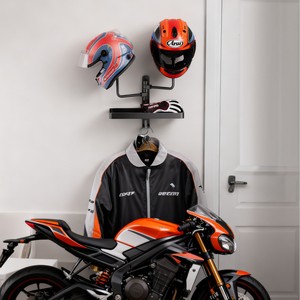 D5879 Soporte de Pared para Casco de Ciclismo con Estante, para Exhibición de Equipo Deportivo, 180° °   Soporte Giratorio para Casco de Motocicleta - Product Image 1