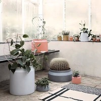 Cylindre personnalisé jardin maison décoration mat grand pot de fleur en béton terre cuite émaillée pour l'extérieur
