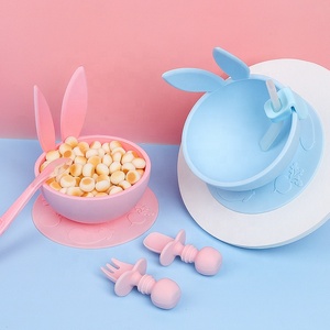 ชุดจานชามซิลิโคนซิลิโคนสำหรับรับประทานอาหารเด็กทรงกลมน่ารักพิมพ์ลายแบบกำหนดเองมีฝาปิดสำหรับเด็ก - Product Image 4