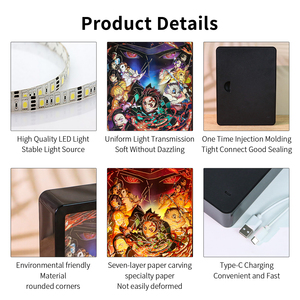 Veilleuse 3D en papier alimentée par USB-C, thème Chasseur de démons, boîte à ombres pour fans, décoration de bureau style japonais, boîte à lumière Anime - Product Image 5