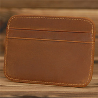 Ya478 cuir de vache Mini portefeuille de cartes de poche avant pour femmes hommes porte-carte bancaire minimal
