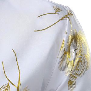 Camisas de vestir de lujo <span class=keywords><strong>para</strong></span> <span class=keywords><strong>hombre</strong></span>, Top con estampado dorado brillante, trajes Hipster, <span class=keywords><strong>ropa</strong></span> de fiesta de boda, camisa <span class=keywords><strong>blanca</strong></span> de esmoquin - Product Image 6