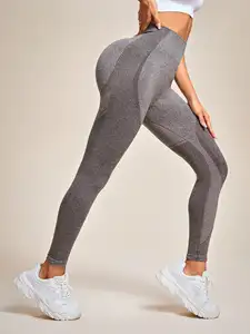 Vente chaude taille haute femmes Yoga Leggings avec Logo personnalisé sans couture Hip Lift Gym pantalons de course pour l'exercice