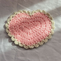 Sous-verre en crochet fait main en forme de cœur, fil rouge, pour la Saint-Valentin, sous-verre pour tasse de café ou de thé, décoration de table, cadeau