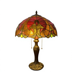 European Style 16'' Stained Glass Baroque Design Resin Base E27 Eye Caring DC LED <b>Table</b> <b>Lamp</b> for <b>Study</b> Dining Living Rooms - Product Image 1