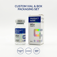 Vente en gros de flacons holographiques PET de 10 ml avec boîte et étiquettes, autocollants adhésifs personnalisés avec logo imprimé pour flacons de qualité pharmaceutique