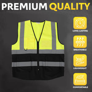 حار بيع الأمن العمل الآمن استخدام الأصفر الأسود عالية الوضوح سترة سلامة عاكسة - Product Image 2