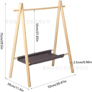 Wooden Folding <b>Clothes</b> <b>Rack</b> For Pets And Children Multifunctional Storage With Shelf Small Size Portable Design - Product Image 5