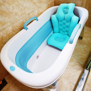 <b>Foldable</b> Bathtub Oval Plastic 20gal Capacity Freestanding <b>Bathing</b> Tub For Adult Full Body Soaking With Backrest Support - Product Image 1