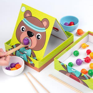 Juguetes de Habilidades Motoras para Niños, Juego Educativo de Madera con Cuentas para Encajar y Simulación de Alimentación - Product Image 1
