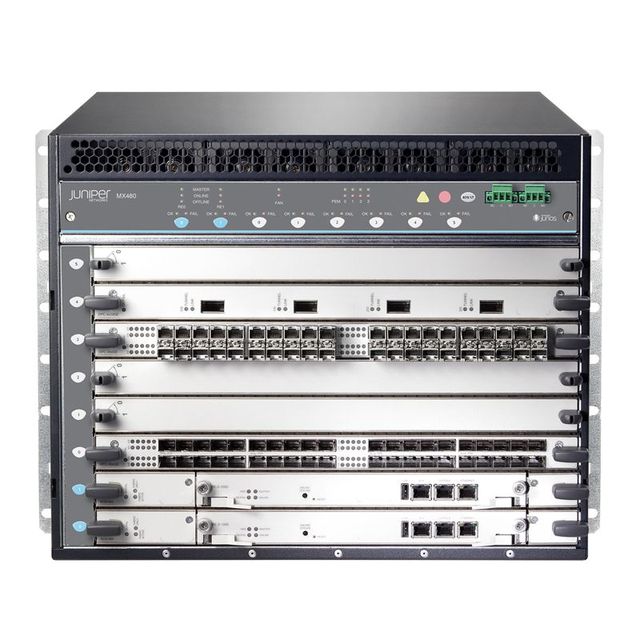 Original MX480 MX Series Router 8 Slot Base Chassis with AC Power Supply