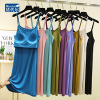 Robe nuisette rembourrée en modal et viscose, coupe ample mi-longue, minimaliste, flatteuse pour la silhouette, fine, sans soutien-gorge, pour l'été, grandes tailles