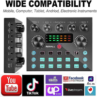Casque USB professionnel Microphone Console de mixage Audio amplificateur externe V8 Plus carte son carte mélangeur pour Webcast Live