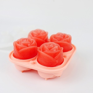 Hot Sale 4-Even Rose Ice Lattice Silicone Ice Cube Tray Eco Friendly and Re-usable Molding Packed Ice <b>Cream</b> - Product Image 4