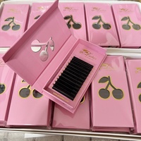 Extensions de cils en soie PBT faites à la main QC LASHES avec logo personnalisé, courbures C CC D, 0.03 0.05 0.15mm, noir foncé brillant mat, plateaux de cils volume