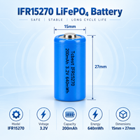 Batterie rechargeable LiFePO4 Tcbest IFR15270 3.2V 200mAh 640mWh pour lampes solaires, lampes d'urgence et appareils électroniques