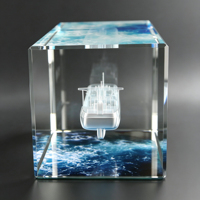 Trofeo Rectangular de Cristal Neelpure 129561 con Patrón de Barco Grabado en 3D Personalizado para Premios Corporativos