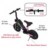 Skuter Listrik Anak Perempuan Pink Roda 12 Inci Anti-Selip dengan Lampu RGB dan Kursi yang Dapat Disesuaikan, Penjualan Grosir