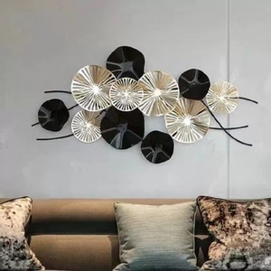 Décor mural en fer de qualité supérieure 117X54CM, décor mural horizontal en métal doré pour salon - Product Image 3