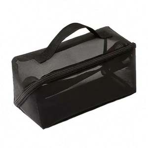 Bolsa de Cosméticos de Malla Transparente de Gran Capacidad, Diseño Nuevo, Bolsa de Aseo de Malla Transparente para Viajes al Aire Libre, Bolsa de Maquillaje Cuadrada - Product Image 1