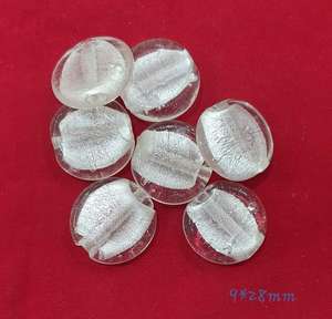 Cuentas redondas multicolores para hacer joyas DIY, collar, venta al por mayor, cuentas de vidrio cotted de plata sueltas de Color puro hechas a mano individuales - Product Image 1