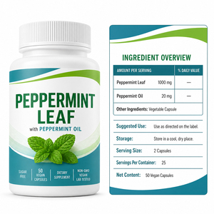 Complément Biologique Halal Confort Gastro-intestinal Marque Blanche 50 mg Extrait Naturel Huile de Menthe Poivrée en Capsules Soutien Immunitaire Complet - Product Image 6