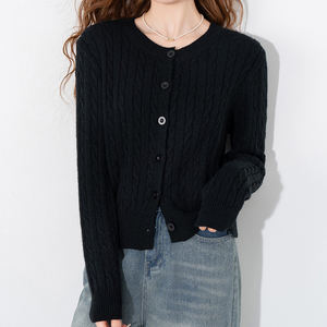 <span class=keywords><strong>Cardigan</strong></span> Corto <span class=keywords><strong>Nero</strong></span> a Maglia Intrecciata per Donna - Top Elegante e Casual per Uso Quotidiano - Product Image 1