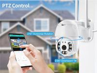 Caméra de sécurité WiFi PTZ 2MP pour la maison 270 °   Caméra IP sans fil étanche avec vision nocturne couleur, audio bidirectionnel, pour villa et jardin