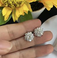Anting-anting stud perak sterling 925 grosir, bunga berkilauan, desain sederhana, nuansa mewah, untuk wanita, sehari-hari, pernikahan, pertunangan, dan pesta