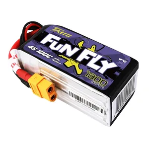 Batterie LiPo <span class=keywords><strong>TATTU</strong></span> <span class=keywords><strong>FUNFLY</strong></span> originale 14,8 V 1300 mAh 100C pour hélicoptère RC, quadricoptère, drone de course FPV, pièces de drone <span class=keywords><strong>4S</strong></span> UAV - Product Image 4