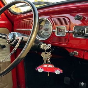 Accessoires Auto De Style - Porte-clés <span class=keywords><strong>Coccinelle</strong></span> Rétro 3D En Silicone, Pendentif De Voiture Iconique Et Durable - Product Image 4